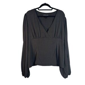 La Femme 4X  Black Long Sleeve Surplice Neck Blouse 4X